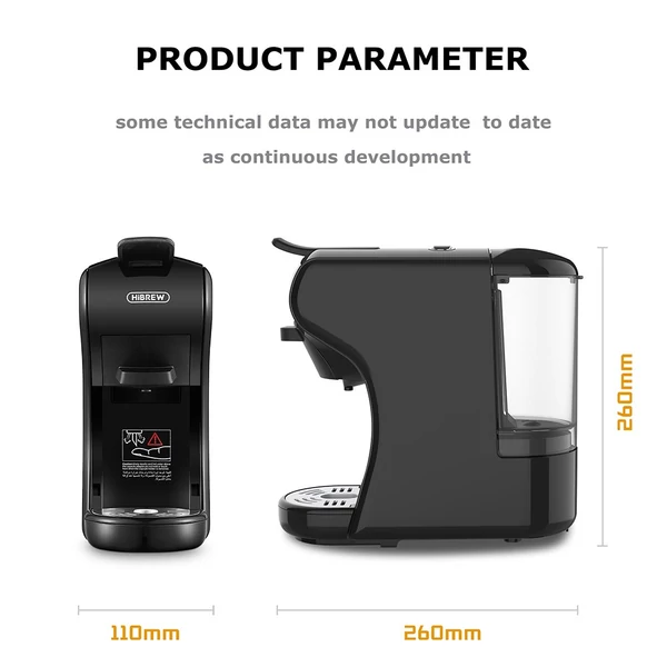 HiBREW H1A 19 bar nyomású eszpresszó kávéfőző 4 az 1-ben, Dolce Gusto kompatibilis, hideg-meleg rendszer, 2 csészeméret - Fekete