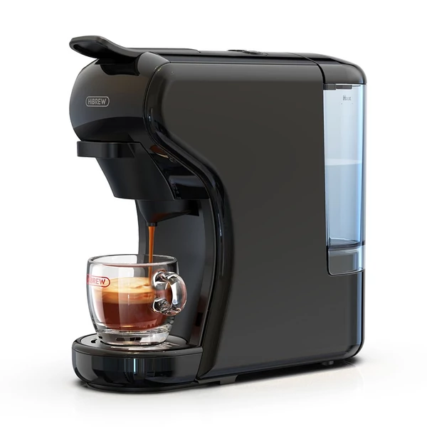 HiBREW H1A 19 bar nyomású eszpresszó kávéfőző 4 az 1-ben, Dolce Gusto kompatibilis, hideg-meleg rendszer, 2 csészeméret - Fekete