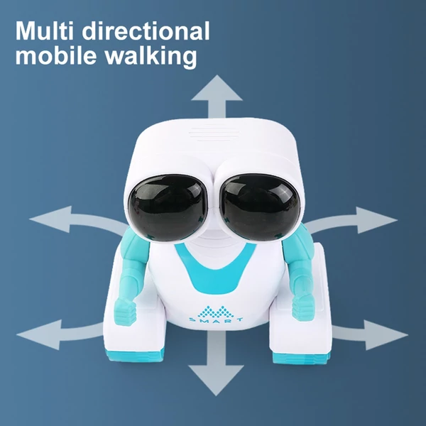 836 Kids újratölthető távirányítós robot – automatikus bemutató, rugalmas fej és kezek, zene, LED szemek - Kék