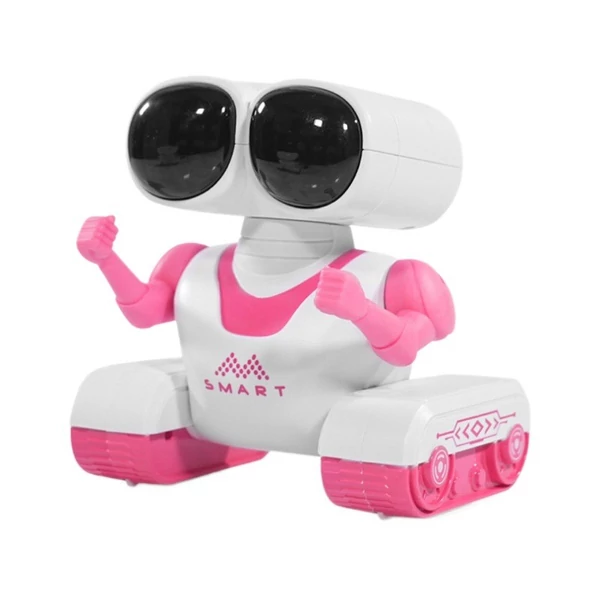 836 Kids újratölthető távirányítós robot – automatikus bemutató, rugalmas fej és kezek, zene, LED szemek - Pink