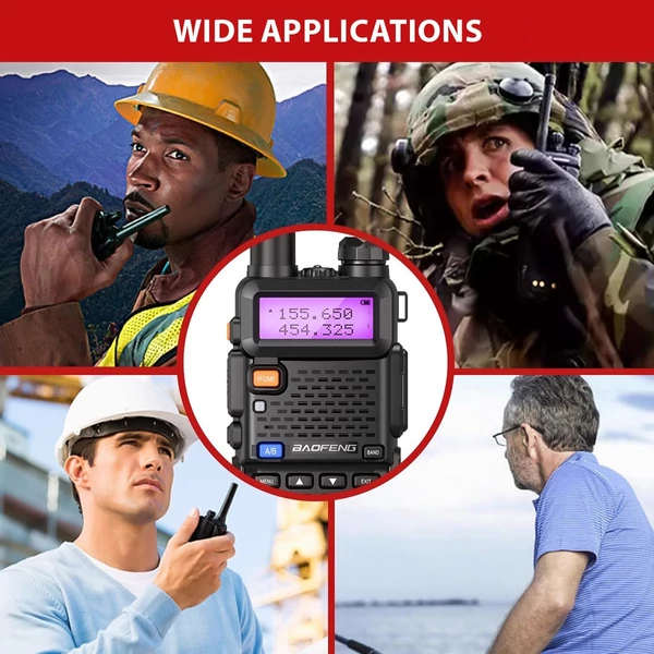 BAOFENG UV-5R 8W Walkie Talkie Interphone, VHF / UHF - Fekete