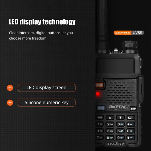 BAOFENG UV-5R 8W Walkie Talkie Interphone, VHF / UHF - Fekete