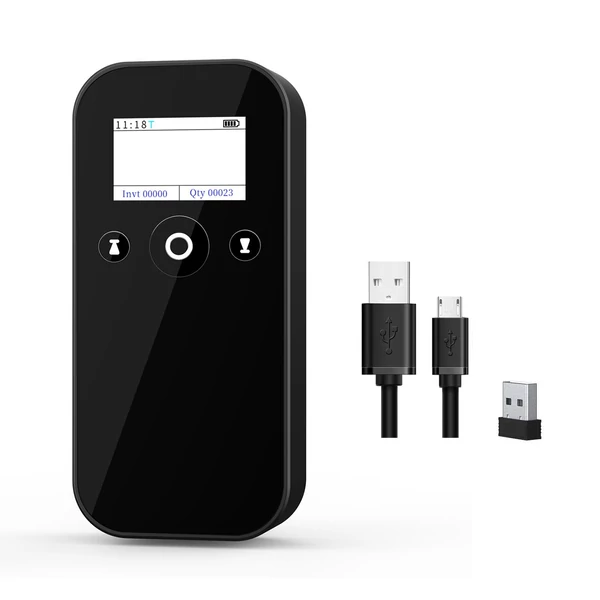 MJ-X4 kézi 1D/2D vezeték nélküli vonalkód olvasó, USB 2.4G BT vonalkódolvasó képernyős kijelzővel