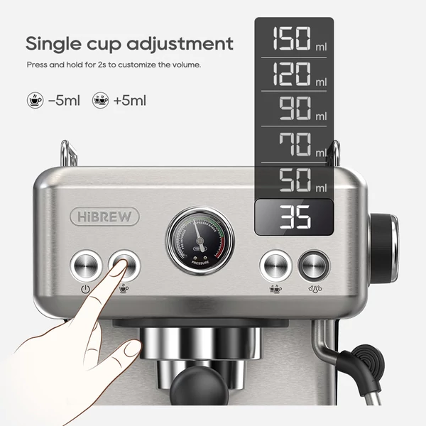 HiBREW H10A félautomata eszpresszó kávéfőző（Ezüst)