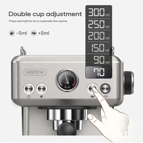 HiBREW H10A félautomata eszpresszó kávéfőző（Ezüst)