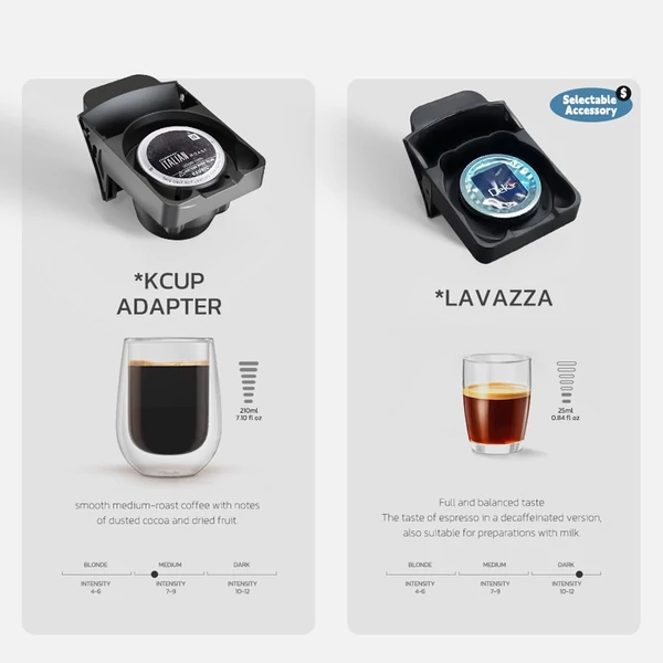HiBREW H1B 6 az 1-ben hüvelyes kávéfőző, 600 ml-es víztartály - Fekete, stílus 1
