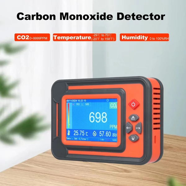 3 az 1-ben szén-monoxid érzékelő, digitális CO2 monitor, CO2 mérő gázelemző detektor - Narancs