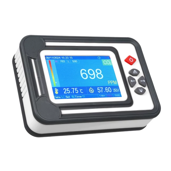 3 az 1-ben szén-monoxid érzékelő, digitális CO2 monitor, CO2 mérő gázelemző detektor - Fehér