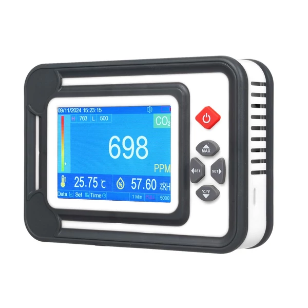 3 az 1-ben szén-monoxid érzékelő, digitális CO2 monitor, CO2 mérő gázelemző detektor - Fehér