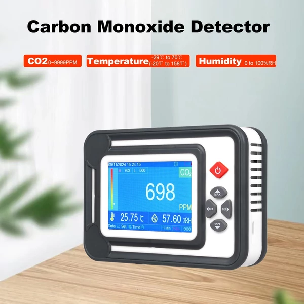 3 az 1-ben szén-monoxid érzékelő, digitális CO2 monitor, CO2 mérő gázelemző detektor - Fehér