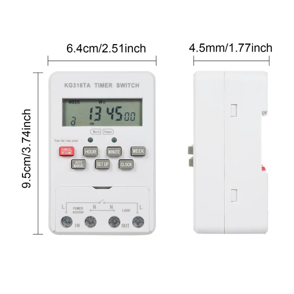 KG316TA 220V automatikus digitális időzítő kapcsoló mikroszámítógép, idővezérlő kapcsoló
