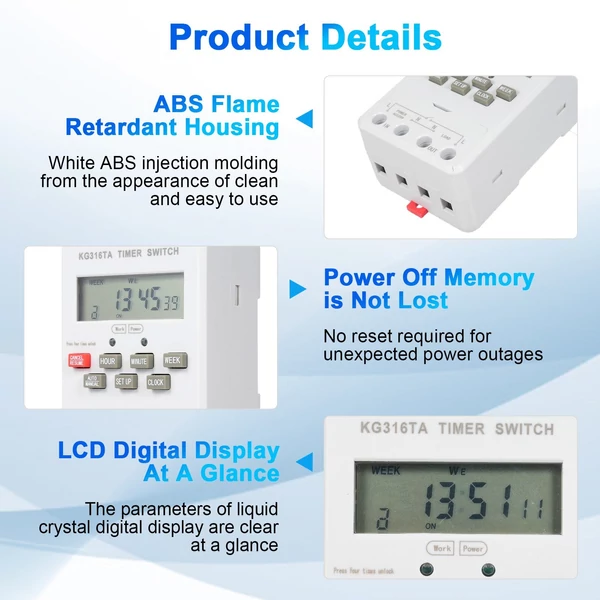 KG316TA 220V automatikus digitális időzítő kapcsoló mikroszámítógép, idővezérlő kapcsoló