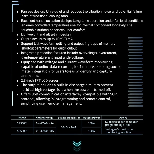 OWON SPS6051 csendes ventilátor nélküli sorozat programozható lineáris egyenáramú tápegység