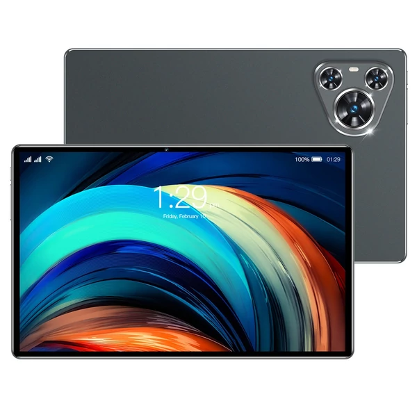 Android 14 táblagép, 10,1 hüvelykes nagy tisztaságú képernyő, nyolcmagos processzor, kettős kamera 8 GB+256 GB - Szürke