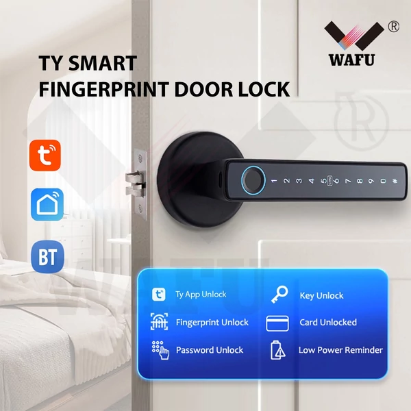 Wafu Smart Lock kulcs nélküli bejárati ajtózár BLE átjáróval, kilincs jelszavas ajtózár