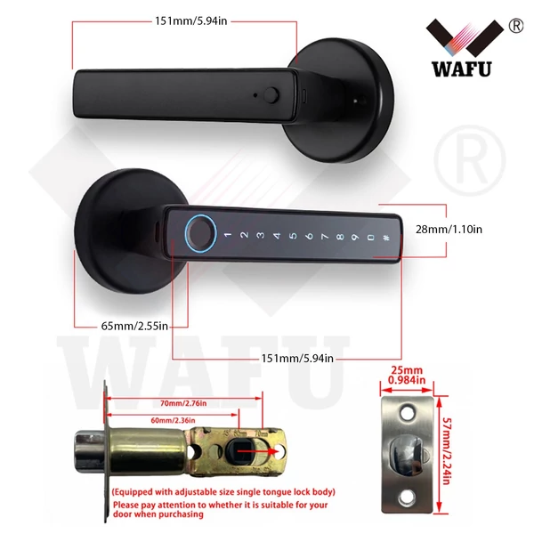Wafu Smart Lock kulcs nélküli bejárati ajtózár BLE átjáróval, kilincs jelszavas ajtózár