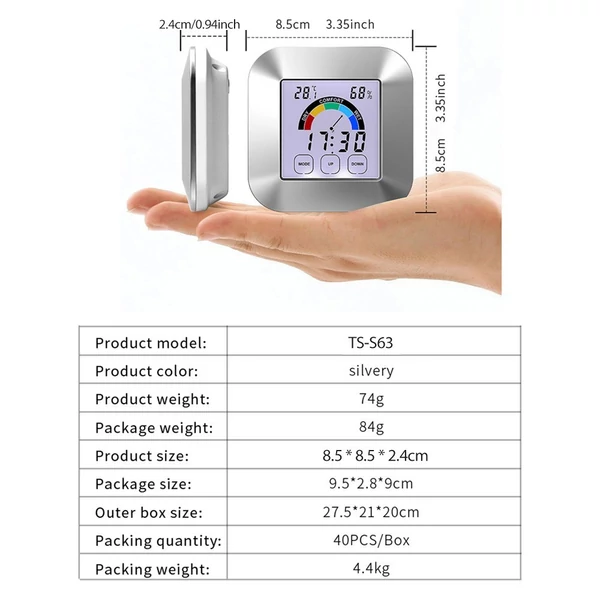 Vezeték nélküli beltéri LCD digitális hőmérséklet- és páratartalommérő