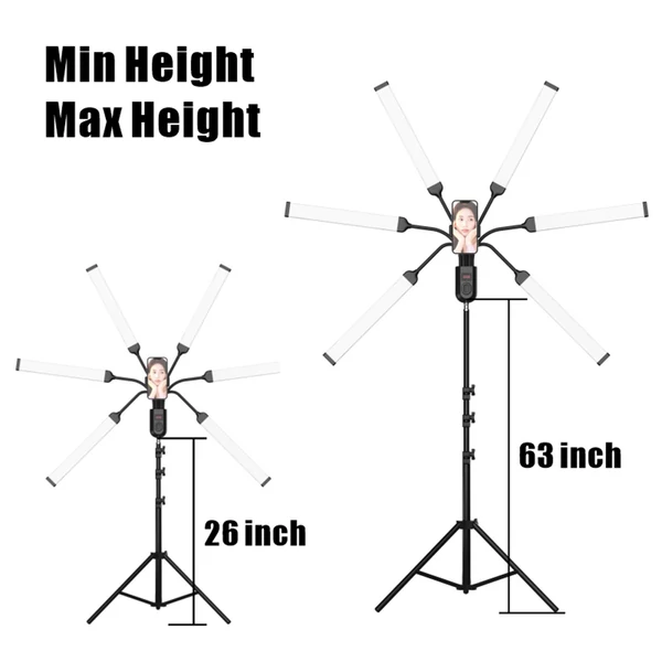 Rugalmas, 6 karú LED-es videolámpa, 60 W-os fényképező kitöltőlámpa