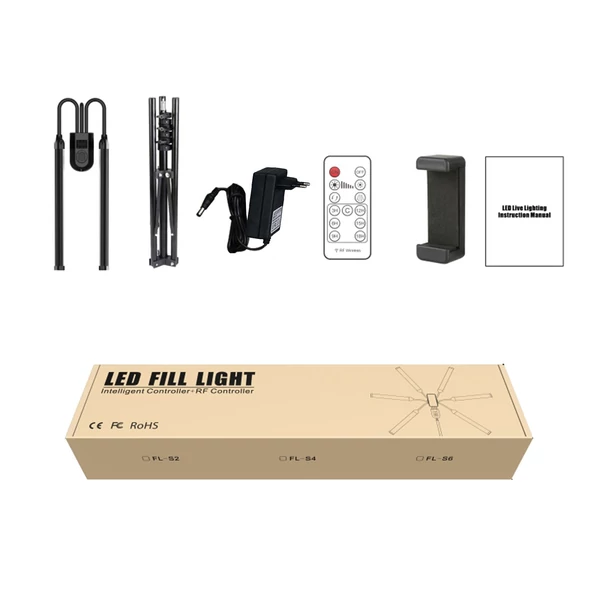 Rugalmas, 6 karú LED-es videolámpa, 60 W-os fényképező kitöltőlámpa