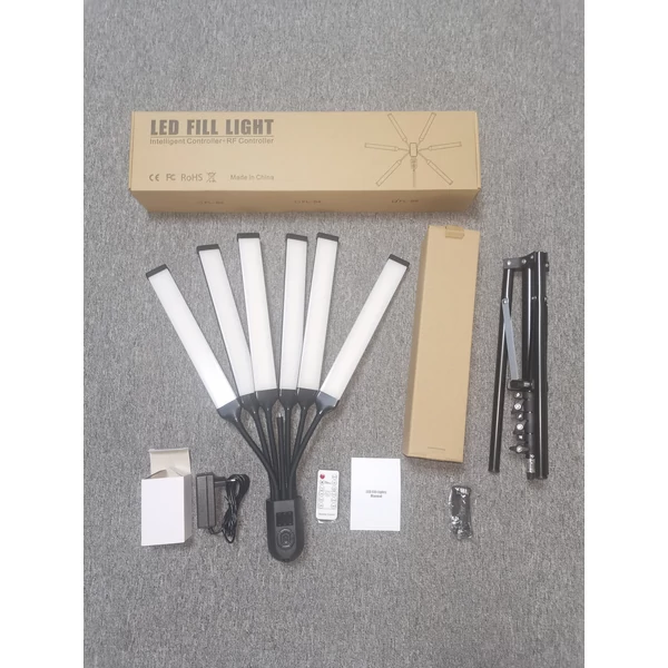 Rugalmas, 6 karú LED-es videolámpa, 60 W-os fényképező kitöltőlámpa