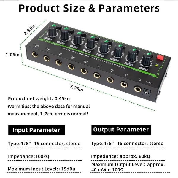 HA800S-PRO 8 csatornás fejhallgató-erősítő