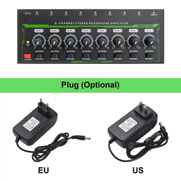 HA800S-PRO 8 csatornás fejhallgató-erősítő