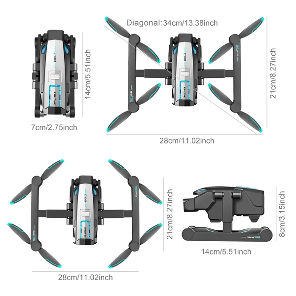 S188 GPS távirányítós Quadcopter kettős kamerával, 8K / 180° ESC fel/le/lapos kamera - Fekete, 1 akkumulátor