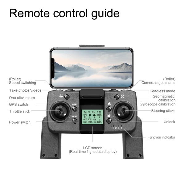 S188 GPS távirányítós Quadcopter kettős kamerával, 8K / 180° ESC fel/le/lapos kamera - Fekete, 1 akkumulátor