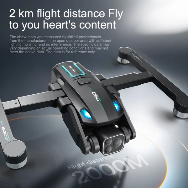 S188 GPS távirányítós Quadcopter kettős kamerával, 8K / 180° ESC fel/le/lapos kamera - Fekete, 2 akkumulátor