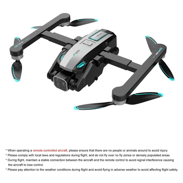 S188 GPS távirányítós Quadcopter kettős kamerával, 8K / 180° ESC fel/le/lapos kamera - Fekete, 2 akkumulátor