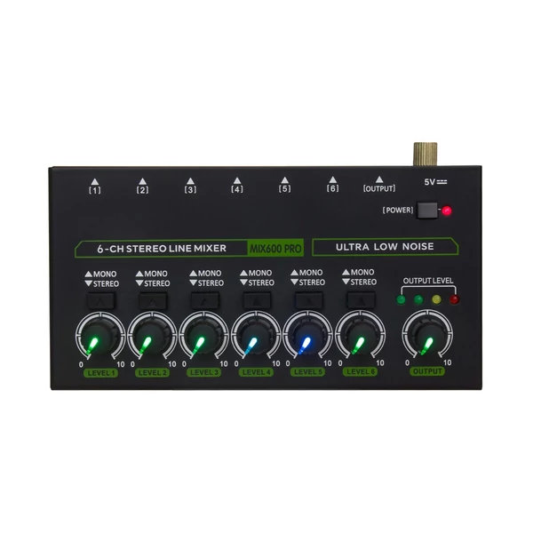 MAX600-PRO 6 csatornás mini audio keverő