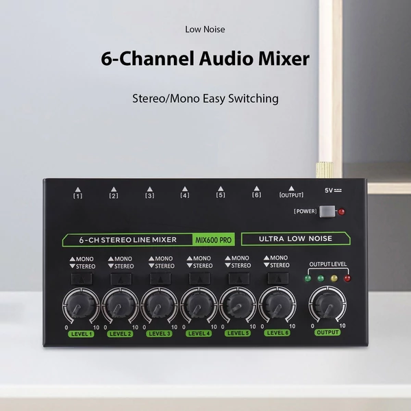 MAX600-PRO 6 csatornás mini audio keverő