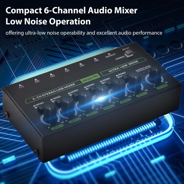 MAX600-PRO 6 csatornás mini audio keverő