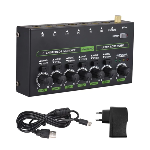 MAX600-PRO 6 csatornás mini audio keverő