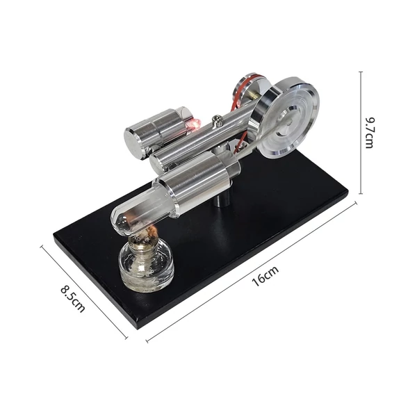 LL-003-BL-BULB Forró levegős Stirling motor, áramfejlesztő motor modell - Fekete