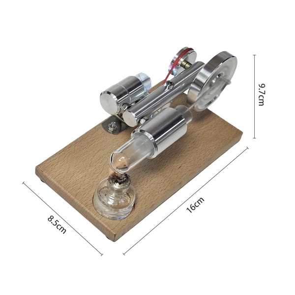 LL-003-BL-BULB Forró levegős Stirling motor, áramfejlesztő motor modell - Sárga