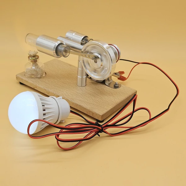 LL-003-BL-BULB Forró levegős Stirling motor, áramfejlesztő motor modell - Sárga