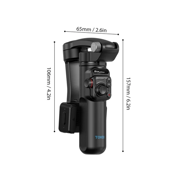 TOKQI M02 AI készlet kézi 3 tengelyes kardánstabilizátor - levehető távirányítós mini állvánnyal, mágneses LED-kitöltő fénnyel és Al-követő mozdulattal