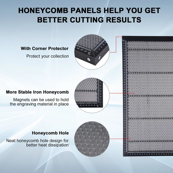 Méhsejt lézeres ágy, 460 * 460 mm alumínium ötvözet méhsejt lézeres vágószőnyeg