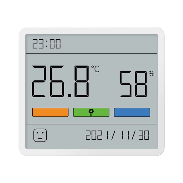 ATuMan TH1 Higrométer beltéri LCD kijelző hőmérséklet, páratartalom monitor órával