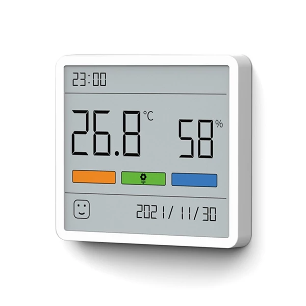 ATuMan TH1 Higrométer beltéri LCD kijelző hőmérséklet, páratartalom monitor órával
