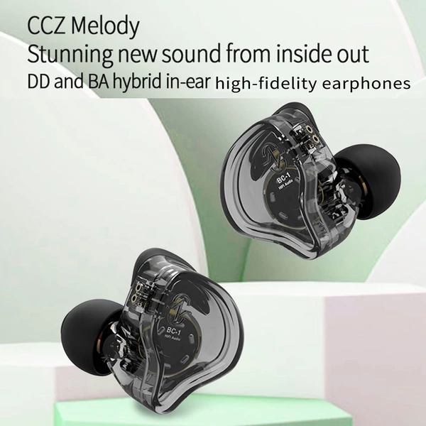 CCZ Melody In-Ear Monitor fülhallgató, zajszűrés, színpadi dinamikus fejhallgató - Fekete, C típus