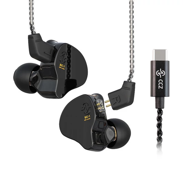 CCZ Melody In-Ear Monitor fülhallgató, zajszűrés, színpadi dinamikus fejhallgató - Fekete, C típus