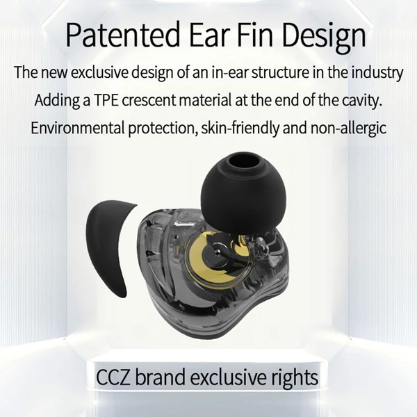 CCZ Melody In-Ear Monitor fülhallgató, zajszűrés, színpadi dinamikus fejhallgató - Fekete, C típus