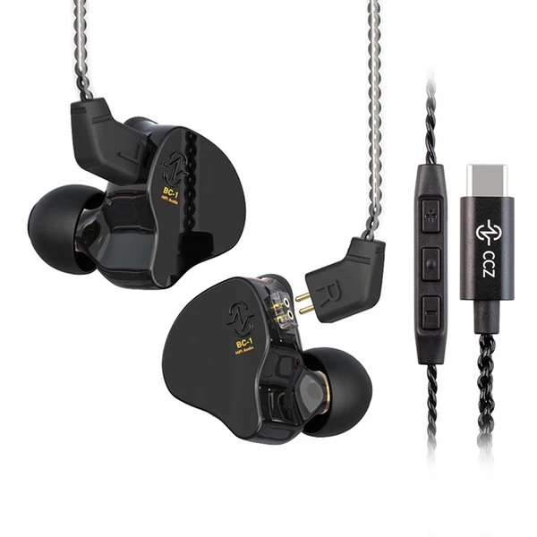 CCZ Melody In-Ear Monitor fülhallgató, zajszűrés, színpadi dinamikus fejhallgató - Fekete, D típus