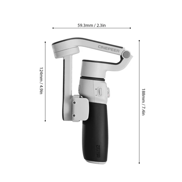 ZHIYUN CQ5 COMBO összecsukható, kihúzható 3 tengelyes kardánstabilizátor - mágneses AI-modullal, LED-es töltőfénnyel