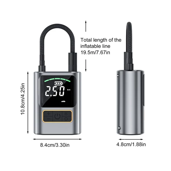 Gumiabroncsfelfújó, hordozható légkompresszor, 4000 mAh-s légszivattyú autógumikhoz