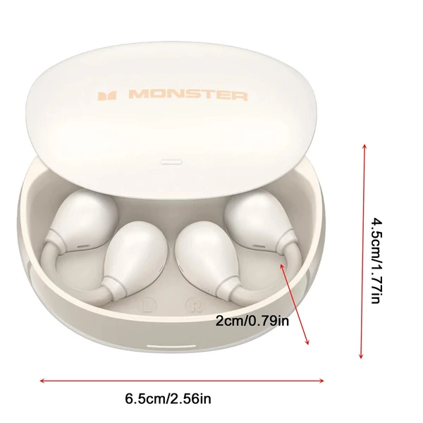 MONSTER AC500 fülkapcsok, vezeték nélküli fejhallgató, BT 5.3 sztereó hangos fülhallgató - Fehér