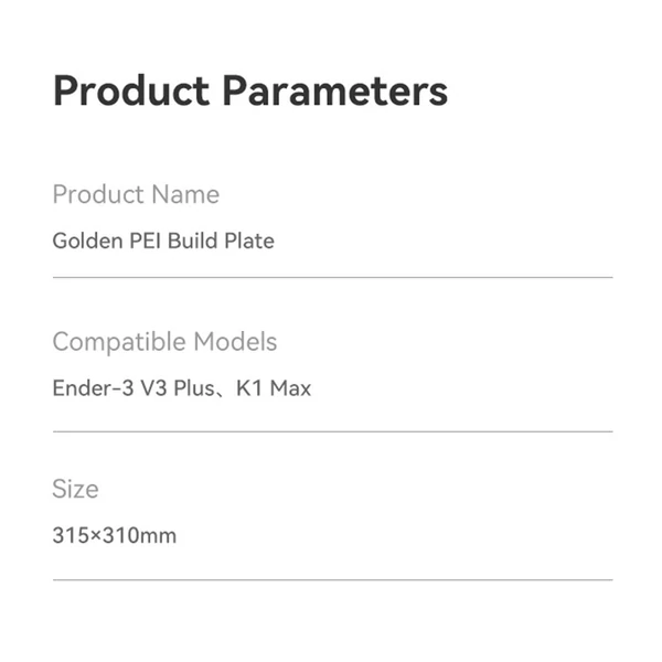 Creality Gold PEI porbevonatú építőlemez Ender-3 V3 Plus /K1 Max 3D nyomtatókhoz