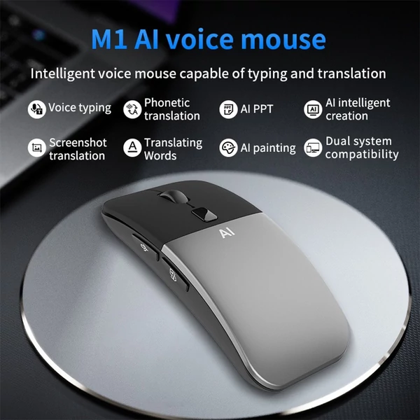 M1 vezeték nélküli hangfordító mesterséges intelligencia egér - Fekete